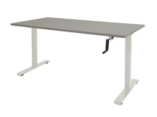 Dextro Slinger Bureau Zit-sta T-poot 120x80 Licht Grijs 25mm Wit