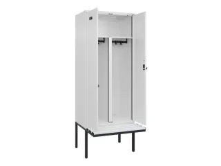 PBM-locker met bank,HxBxD 2120x800x815mm,2vak,vak B 400mm,draaigrendel - 1