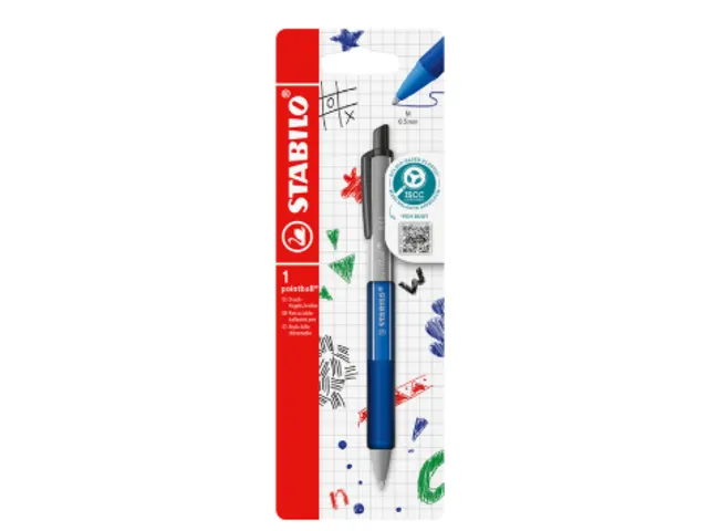 Balpen STABILO pointball colorful medium blauw blister à 1 stuk