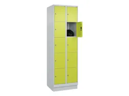 lockerkast,HxBxD 1950x600x500mm,2x5vakken,vak B 300mm,cil.-slot,sokkel