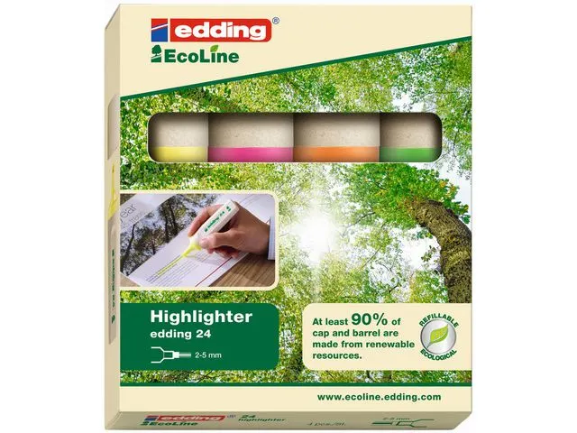 EcoLine 24 Markeerstift, Beitelvormige Punt, 2 - 5 mm, Assorti