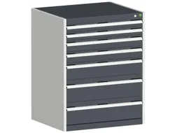 ladekast HxBxD 1000x800x525mm 7laden romp RAL7035 front RAL7016