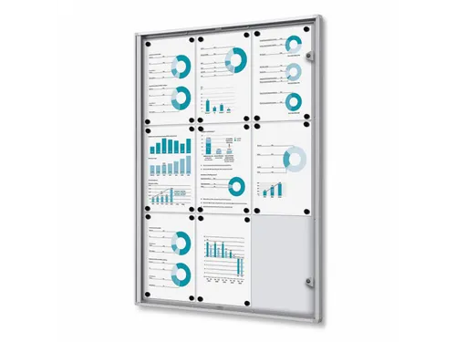 Muurvitrine Indoor Vergrendelbaar Brandwerend 9xA4 Zilver