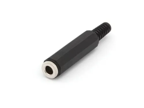 Vrouwelijke 6.35mm Mono Jack Met Plastic Huls - Vernikkeld - Zwart