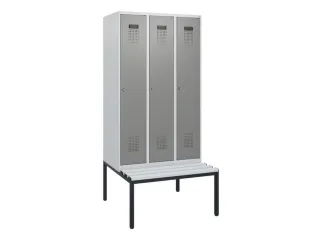 locker met bank,HxBxD 1950x900x815mm,3vak,vak B 300mm,cilinderslot - 2