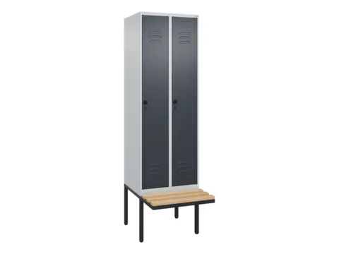 locker met bank,HxBxD 2120x600x815mm,2vak,vak B 300mm,draaigrendel