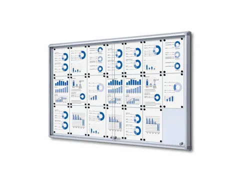 Vitrinekast Mededelingenbord 21x A4 met schuifdeuren