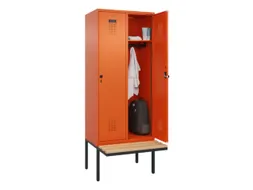 locker met bank,HxBxD 2120x800x815mm,2vak,vak B 400mm,draaigrendel