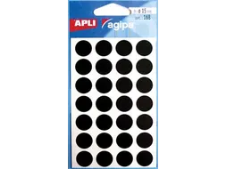 Ronde Etiketten in Etui Diameter Ø15mm, Zwart, 168 Stuks, 28 per Blad