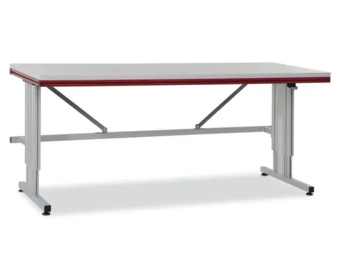 paktafel,HxBxD 720-1120x1600x800mm,blad lichtgrijs,C-voet van staal