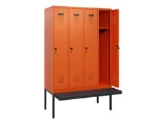 locker met bank,HxBxD 1950x1200x815mm,4vak,vak B 300mm,draaigrendel