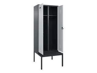 locker met bank,voor scheiding van kleding,HxBxD 2120x800x815mm,2vak - 1