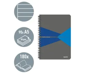 Notitieboek Leitz Office A5 lijn 180pag grijs Blauw - 2