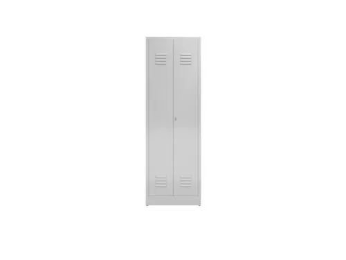 Lockerkast 1800x590x500mm 2 vakken, klinksluiting, RAL7035