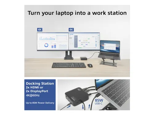 Dockingstation ACT USB-C Dual Monitor met Power Delivery