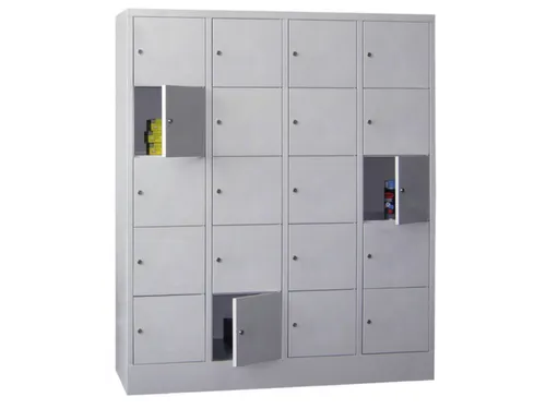 Lockersysteem 1850x1230x500mm 4x5 Vakken 300mm Cilinderslot Sokkel