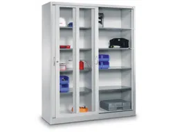 venster-schuifdeurkast,RAL 7035,HxBxD 1950x1200x500mm,4xStalen bodem
