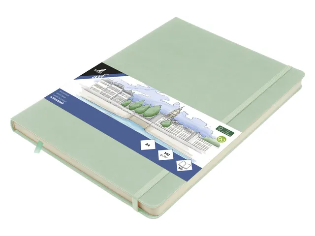Schetsboek Kangaro A4 mint PU HC 80 blad 140gr roomwit met elastiek en