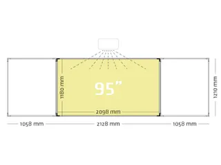 Projectiebord vijfvlaks 120x214cm 16:9 mat wit Extraflat - 2
