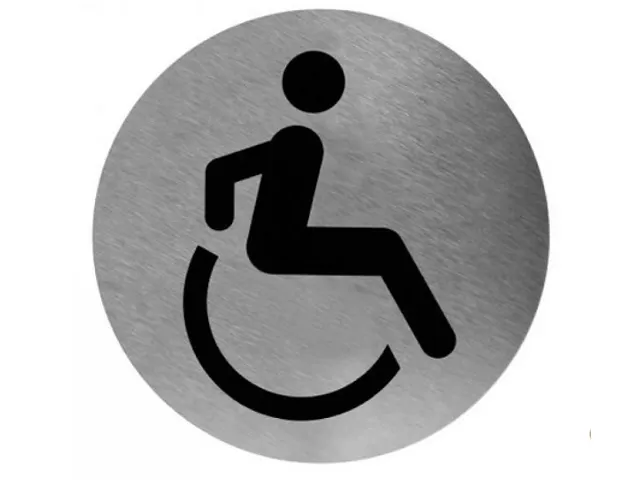 Pictogram rond invalide toilet RVS, PS0004CS