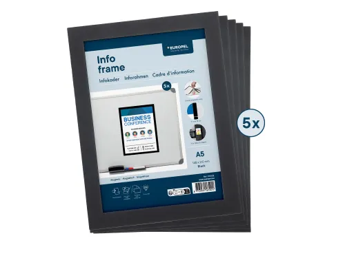 Europel Infokader Magnetisch set 5 stuks A5 Zwart