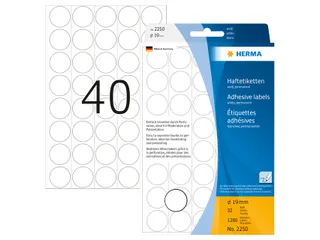 HERMA 2250 Multipurpose etiketten Rond 19mm Wit 1280 stuks - 1