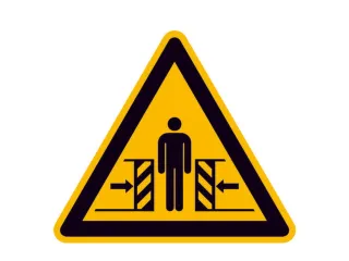 waarschuwingsbord,v. binnen/buiten,Waarschuwing voor pletgevaar - 1