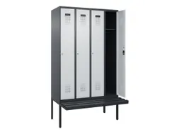 locker met bank,HxBxD 2120x1200x815mm,4vak,vak B 300mm,cilinderslot