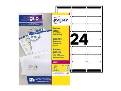 Adresetiket Avery QuickPeel L7159-100 63.5x33.9mm Wit 2400 stuks