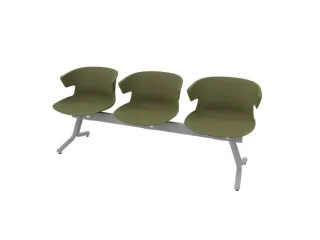Wachtkamerbank 3Zittingen Kunststof Kuipen Groen Frame Antraciet - 3