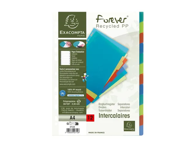 Tabbladen Exacompta A4 11-Gaats Forever 12-Delig Assorti Pp