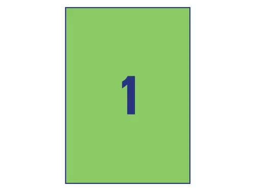 Gekleurde Etiketten Avery Zweckform 210x297mm A4 Groen 100 stuks