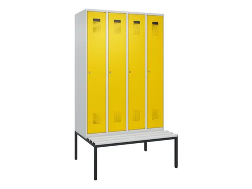 locker met bank,voor scheiding van kleding,HxBxD 2120x1200x815mm,4vak