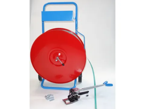 Polyesterbandset Met Span- En Sluitapparaat En Afrolwagen B 16Mm