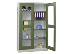Vitrinekast Hxbxd 1950x1000x400mm Draaideuren Ral7035 Front Ral6011