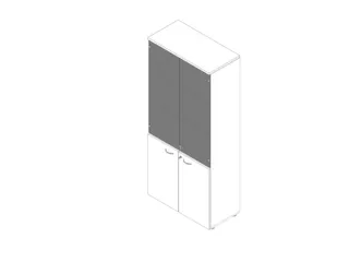 Vitrinekast 2000X900X450Mm Glazen Deuren 4Xhouten Vloer Romp Wit - 1