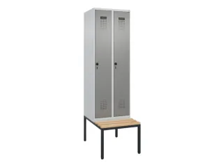 locker met bank,voor scheiding van kleding,HxBxD 2120x600x815mm,2vak - 2