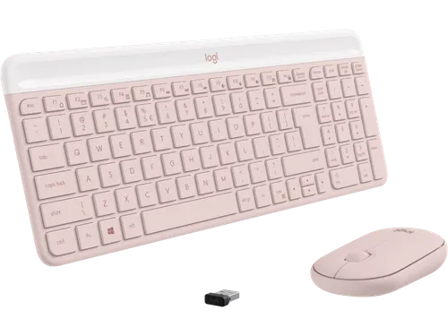 Logitech MK470 Slim Combo Toetsenbord QWERTY US + muis draadloos roze