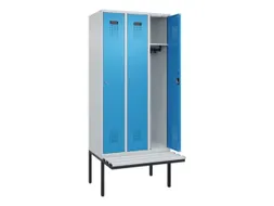locker met bank,HxBxD 2120x900x815mm,3vak,vak B 300mm,cilinderslot