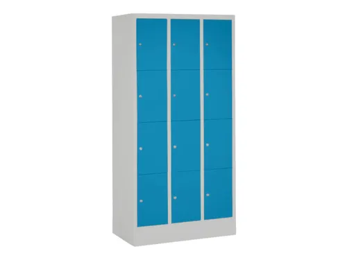 lockerkast,HxBxD 1850x900x500mm,3x4vakken,RAL7035,front RAL5012