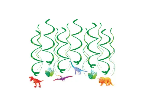 Hangdecoratie 70cm Party Swirl Dino 12 stuks