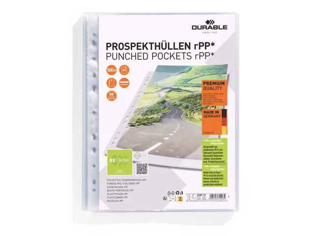 Geperforeerde hoes Premium A4 Staand rPP 100 stuks