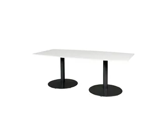 Linesto Vergadertafel Vaste Hoogte 200x100 Ton Wit 25mm Zwart - 1