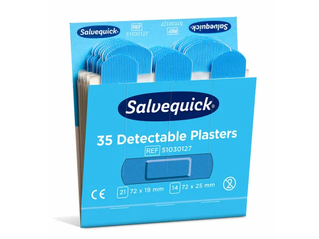 Pleisters Salvequick blauw detectabel refill 35 Stuks