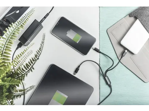 USB-oplaadkabel 1m 3-in-1 Kabel Nylon Gevlochten Zwart