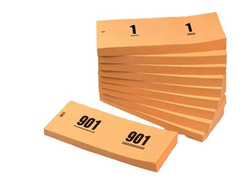 Nummerblok 42x105mm nummering 1-1000 oranje 10 stuks