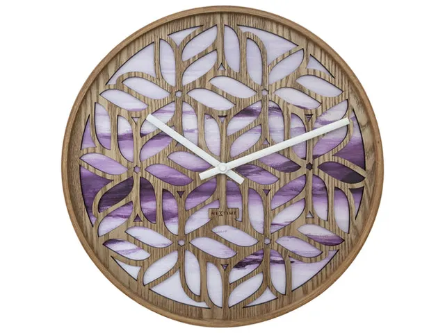 Horloge murale 40cm-Silencieux-Violet-Bois-NeXtime Yogi