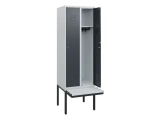 locker met bank,HxBxD 1950x600x815mm,2vak,vak B 300mm,cil.-slot - 2