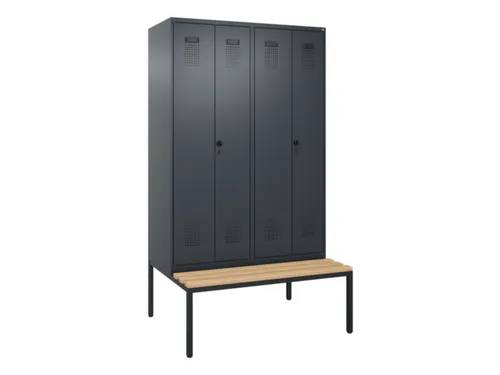 locker met bank,voor scheiding van kleding,HxBxD 2120x1200x815mm,4vak