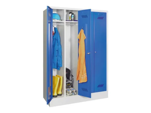 garderobekast,HxBxD 1850x1170x500mm,4vak,RAL7035,front RAL5010